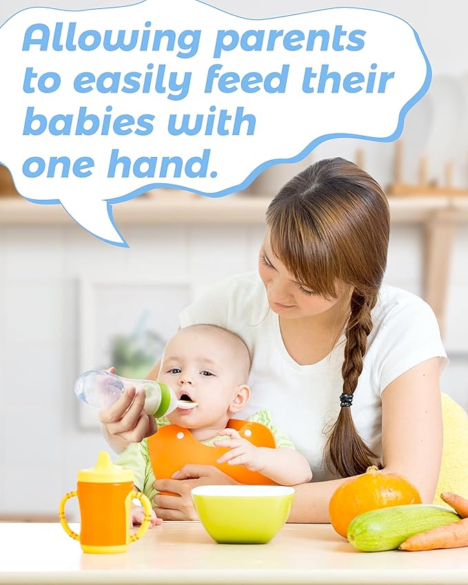 3 Pack Baby Food Feeder, 3 Oz Silicone Baby Feeder, 3 Colors Food Dispensing Spoon, Squeeze Spoon for Boys Girl Kids Toddlers