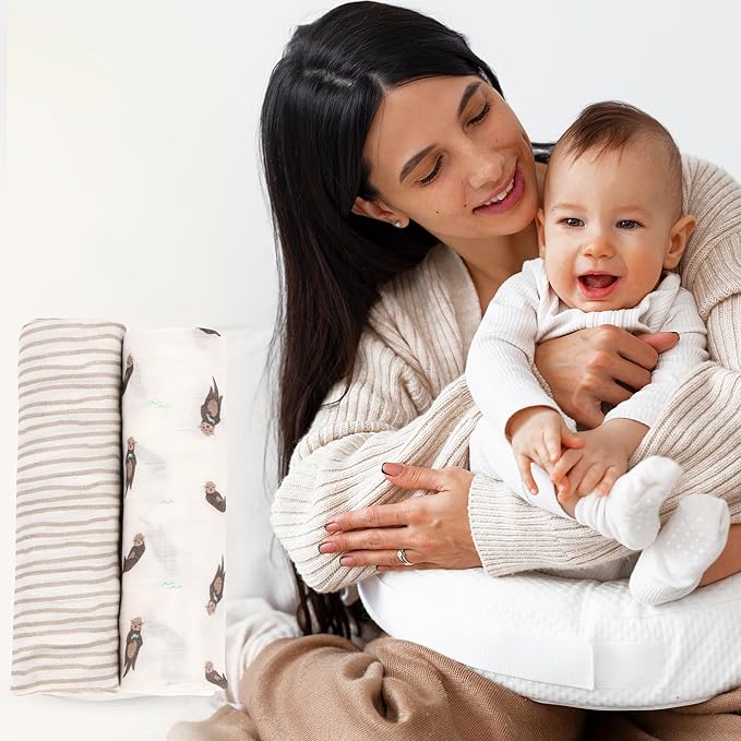 Muslin Baby Swaddle - Breathable Receiving Blankets for Newborn Baby, 70% Viscose derived from Bamboo, 30% Spandex, Imported