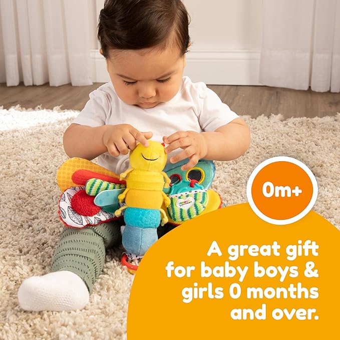 Baby/Infant/Newborn/Children Toy|Frieddy The Firefly With Clicking Rings – Ladybag Pull Out Teether – Wings With Crinkles - Knotties – Mirrors – Squeaker| HQ Toy For Girls/Boys|Hang On The Crib/Buggy