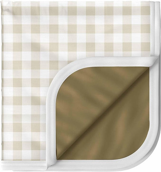 Pobibaby Premium Baby Blanket, Soft Stretchy Quilt for Babies, Toddlers, Kids (Gingham Khaki)
