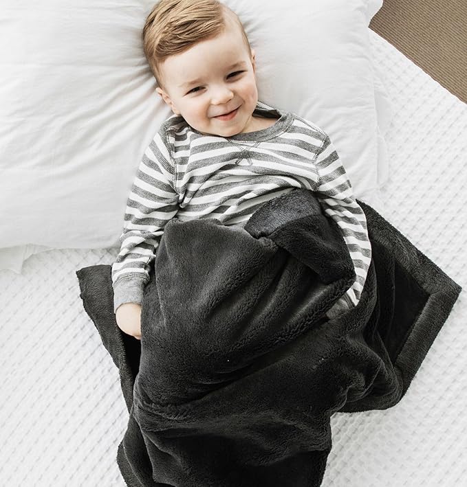 SARANONI Luxury Receiving Blankets for Babies | Ultra-Soft Lush and Boutique Quality Baby Blanket | Charcoal - 40” x 30”