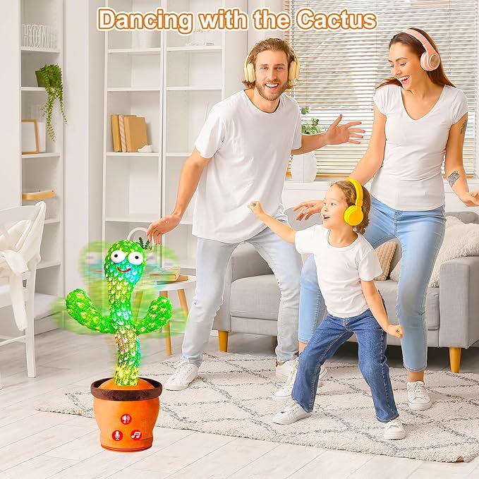 Volume Adjustable Dancing Talking Cactus Toy, Interactive Baby Toys Mimicking Singing Repeating, Kids Baby Toys Gifts for Boys Girls, Xmas Gifts for Grandkids, Stocking Stuffers for Kids