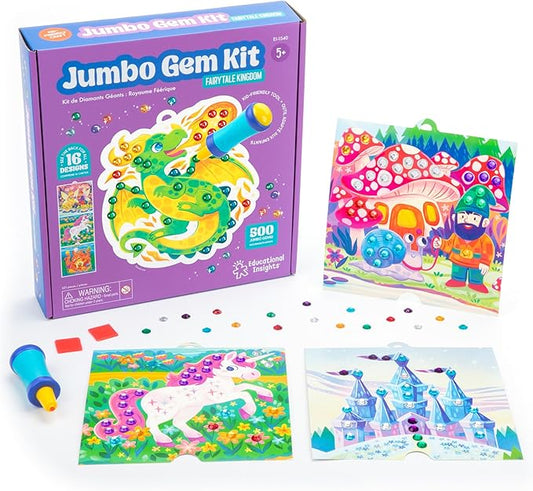 Educational Insights Jumbo Gem Kit - DIY Arts and Crafts Sets for Kids, Easy & Fun Diamond Painting Activity for Small Hands, Crafting & Art Supplies, Jewel Stickers, Creative Gifts, Ages 5+