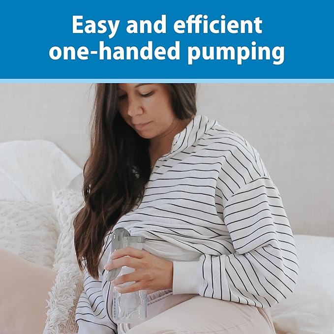 Dr. Brown's Manual Breast Pump with SoftShape 100% Silicone Shield (B,25mm flange) & Anti-Colic Options+ Wide-Neck Baby Bottle 5 oz/150 mL,with Level 1 Slow Flow Nipple