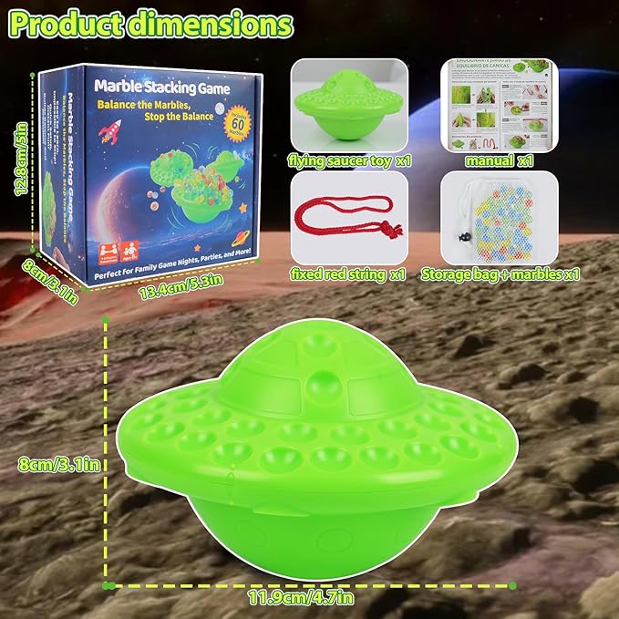 Marble Game & Balance Game for Kids - 60 Premium Glass Marbles, Strategy Fun Toy for 1-4 Players, Ready to Play Out of The Box 8 Years Old