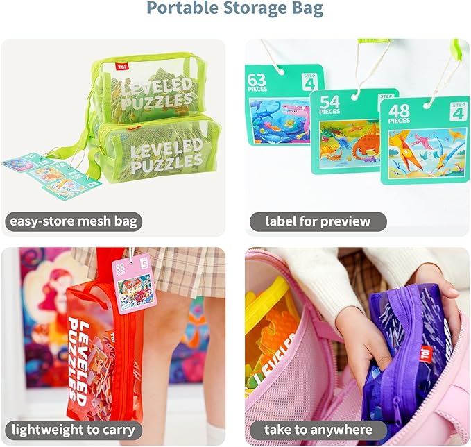 TOI Leveled Puzzles for Kids Aged 3.5 and Up, Toddler Puzzle Preschool Learning Jigsaw Puzzles, Large Pieces Educational Game for Boys Girls, Classic Education Step 4