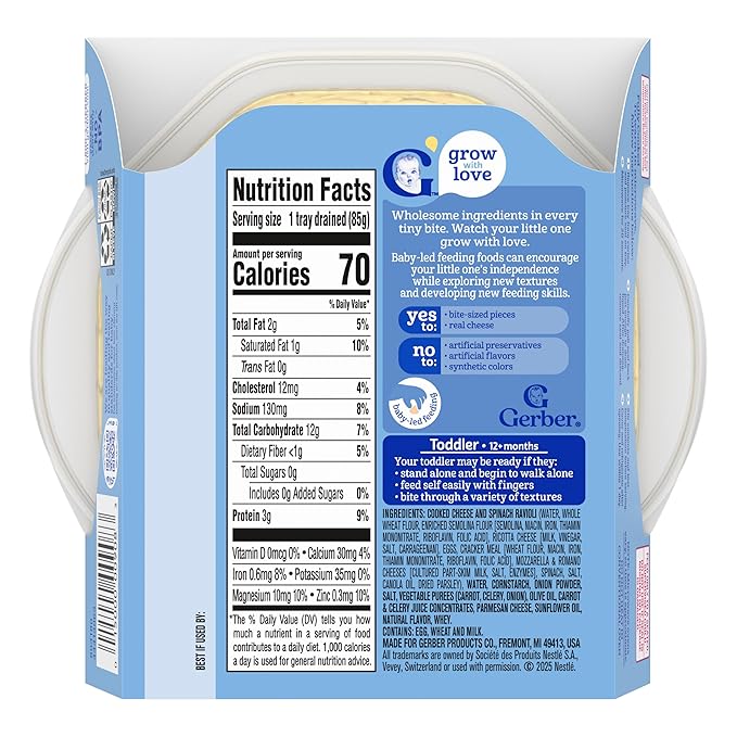 Gerber Pick-ups Cheese & Spinach Ravioli, 6 Ounce (Pack of 8)