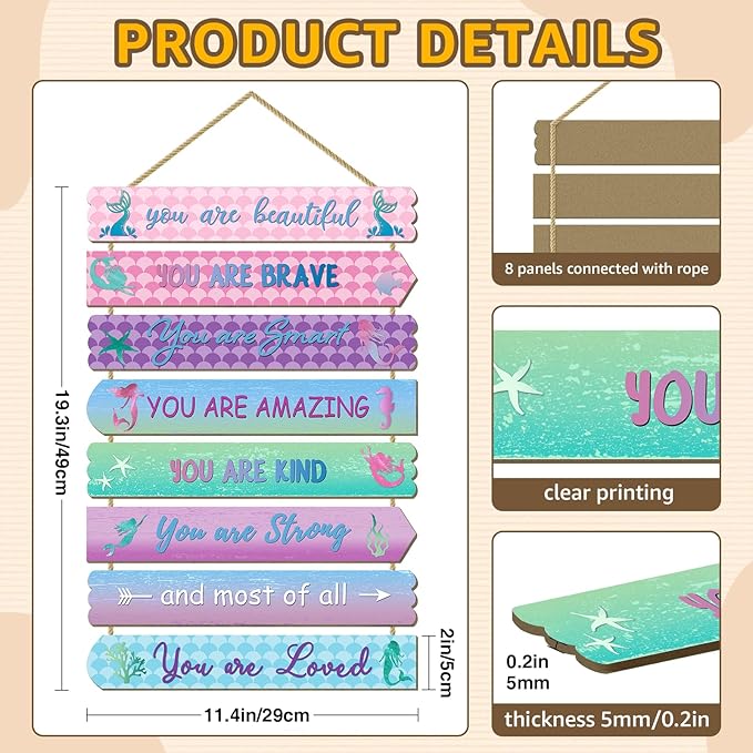 Mermaid Room Decorations For Girls, Kids Room Decor, Inspirational Wall Decor, Little Kids Bedroom Decor,Bedroom Deco For Teen Girls,Nursery Wall Deco(Mermaid)