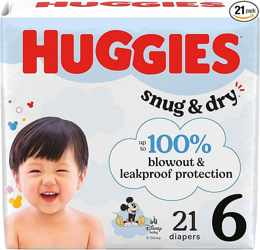 Huggies Size 6 Diapers, Snug & Dry Baby Diapers, Size 6 (35+ lbs), 21 Count, Packaging May Vary
