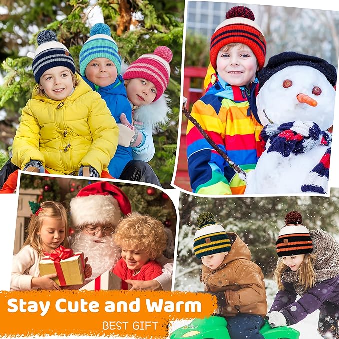 FZ FANTASTIC ZONE Kids Toddler Winter Hat Beanie with Warm Fleece Ski Baby Hats for 2-7 Years Skull Cap Baby Boys Girls Gifts