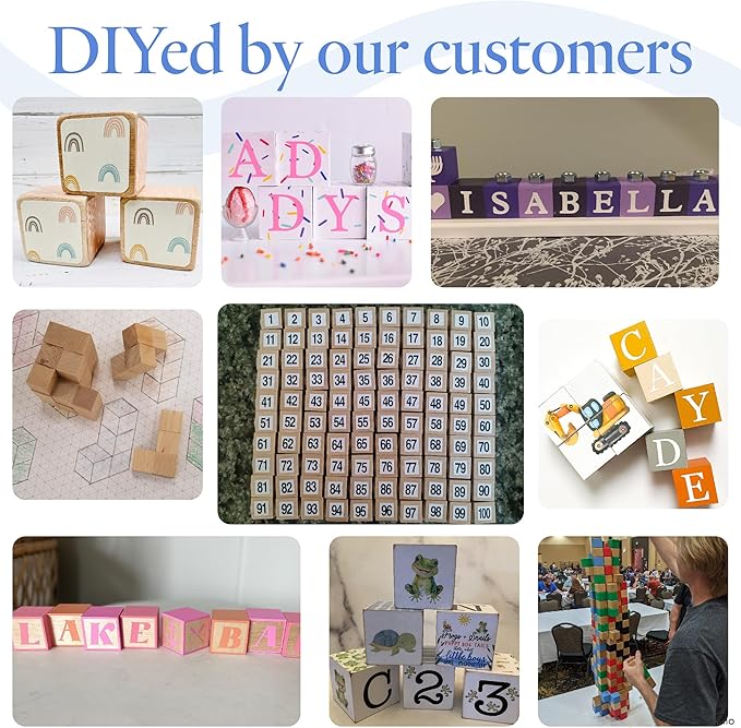 DIY Wood Cubes 1-3/4-inch, Pack of 10 Small Wooden Baby Blocks for Baby Shower, Wood Blocks for Crafts, STEM, Building, and Blank Wooden Dice, by Woodpeckers
