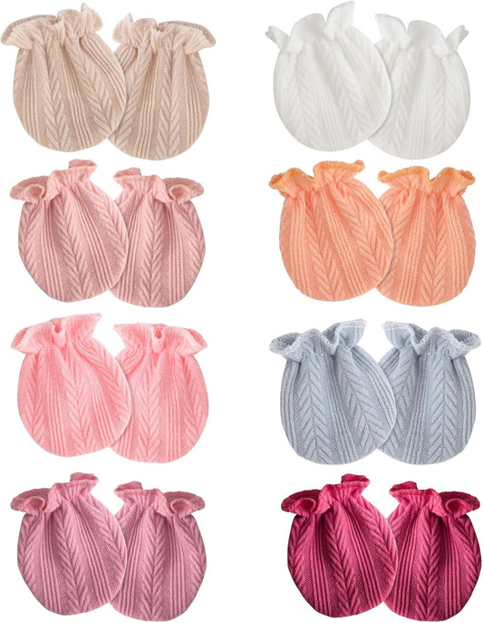 Newborn Baby Mittens No Scratch Cotton Elastic Wrist Gloves Infant Toddler Mittens for Baby Boy Girl 0-6 Months