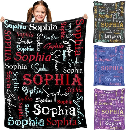 Personalized Name Blanket for Baby Girls Boys, Custom Baby Blanket with Name for Newborn Expect Mom, Black and Red Throw Blanket, Customized Gifts for Baby Shower Birthday Christmas