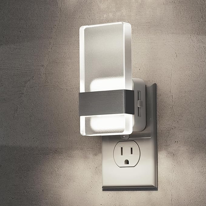 L LOHAS LED Night Light, Night Lights Plug Into Wall, Decorative Nightlight with Light Sensor, 0-100LM Dimmable Nightlights, Daylight Wall Sconce-Style Acrylic Nitelight for Bathroom, Hallway,Gift