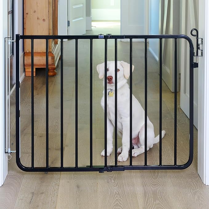 Cardinal Gates MG15 Auto-Lock Baby Gate for Stairs- Adjustable Indoor Dog Gate - Made of Aluminum to Ensure Kids & Pets Safety - 26.5 to 40.5 Inches Wide - Black - USA Based Company