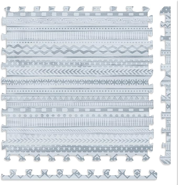 Play Platoon Non-Toxic Large Kids Play Mats for Floor, 9 Tile 72 x 72 inch - Extra-Thick Foam Tiles, 24 x 24 inch Puzzle Mat Pieces, Neutral Playmat Rug for Toddler & Childrens Playroom - Acadia Print