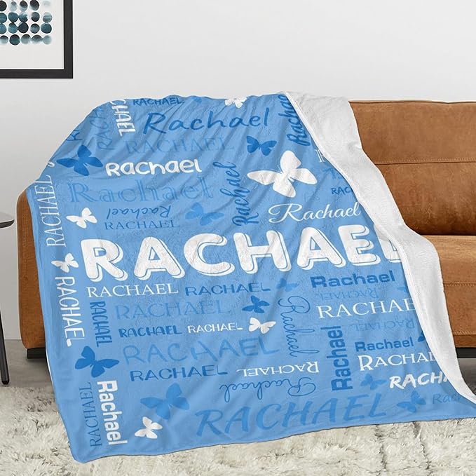 Personalized Throw Blanket with Name Custom Blankets Customized Baby Blanket for Girls Kids Adult Birthday Gift