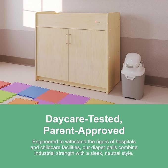 Foundations Mini Diaper Pail with Airtight Lid - Durable & Odorless Diaper Disposal, Large Capacity, Holds up to 30 Newborn Diapers, Refill with Any Bags - Sand