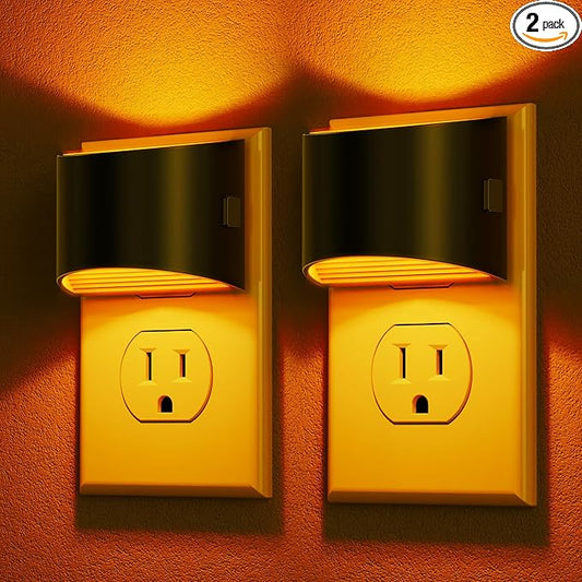DORESshop LED Night Light[2 Pack], Night Lights Plug into Wall, 3 Level Brightness Adjustable Plug in Night Light, Dusk to Dawn Sensor, Nightlights for Adults, Bedroom, Bathroom, Hallway, Amber