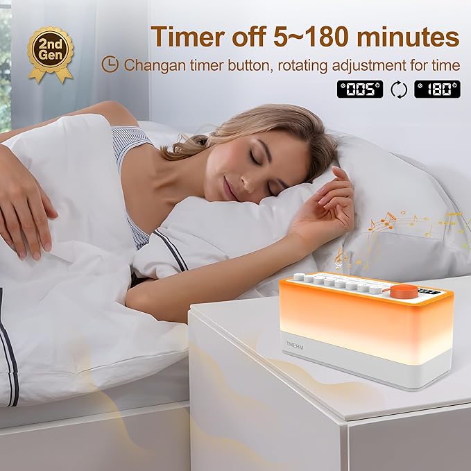 3-in-1 Sleep Sound Machine with 8 Mixable Nature Sounds, Portable Bluetooth Speaker & 12-Color Night Light, White Noise, Sleep Timer & Breathing Exercises for Babies, Kids, and Adults