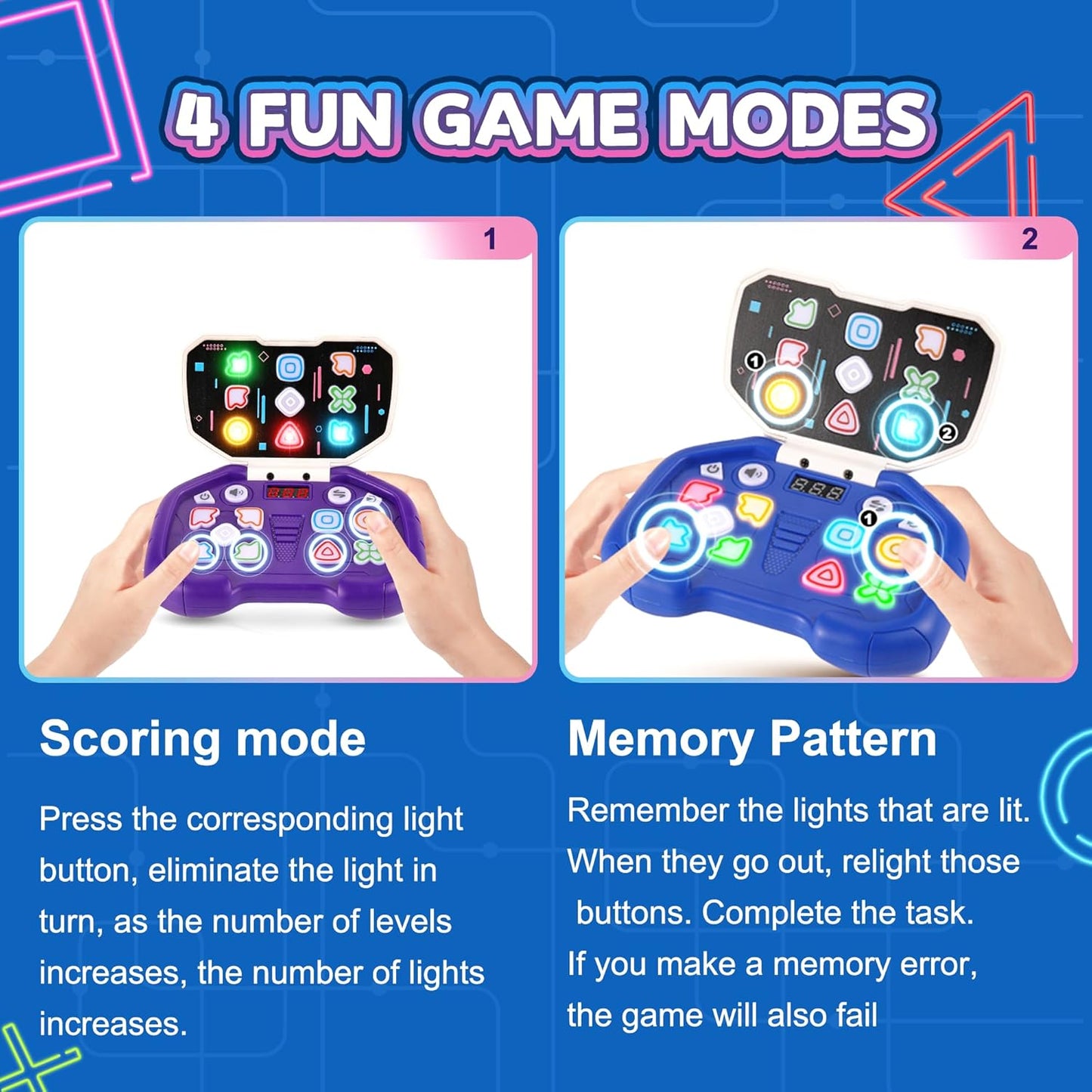 Fast-Push Puzzle Games | Electronic Bounce Fidget Toys | Educational Early Learning for Ages 3-12 | Boys & Girls | Navy Blue | Birthday & Party Gifts