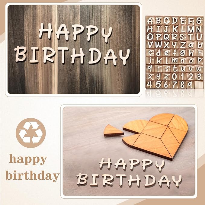 Geelin 248 Pcs 1 Inch Wood Alphabet Letters Numbers with Storage Box Blank Unfinished Wooden Letters Numbers with Rustic Storage Tray for Spelling Learning Education DIY Crafts