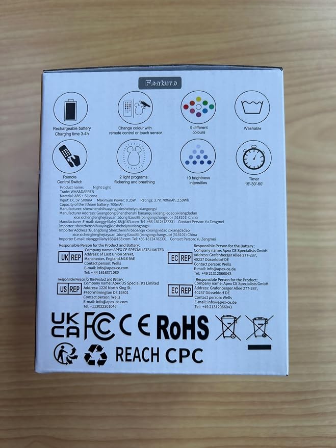 WHA&DARREN Owl Night Lights Kids, Silicone Light Bedside Lamp, Baby Nursery Light, Sleep Night-Light, Squishy Night Light for Kids Room, Animal Night Lights for Girls and Boys