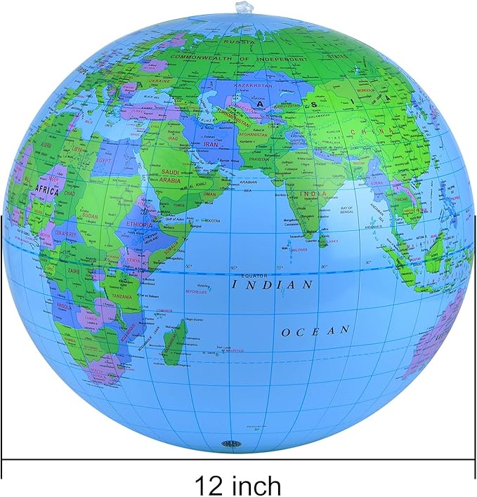 Coopay 12 Pack Inflatable Globe PVC World Globe Inflatable Earth Beach Ball Swimming Pool Ball Birthday Beach Party Decoration Summer Water Games Gifts for Beach Playing or Teaching