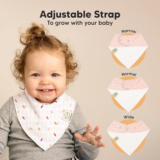 8-Pack Organic Baby Bandana Bibs for Girls - Super Absorbent Triangle Baby Bibs for Drooling and Teething Infant, 100% Cotton Extra Soft for Newborn, Infant 0-36 Months (Prism)