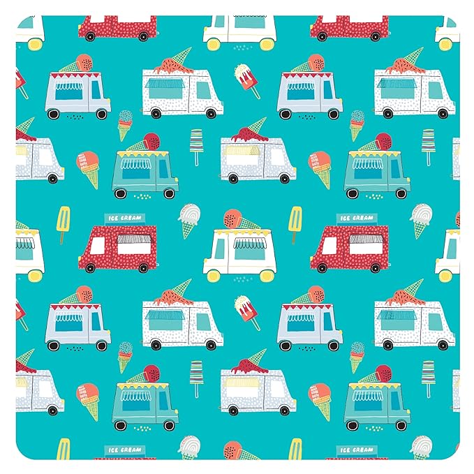 BapronBaby Ice Cream Truck Bapron - No Neck Tie Safer Bib for Baby & Toddler - Soft Waterproof Stain Resistant - Machine Washable - Sz Baby/Toddler 6m-3T