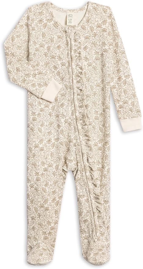 Colored Organics Baby Zip-Up Footed Sleeper with 2-Way Zipper - Newborn Organic Cotton Pajamas