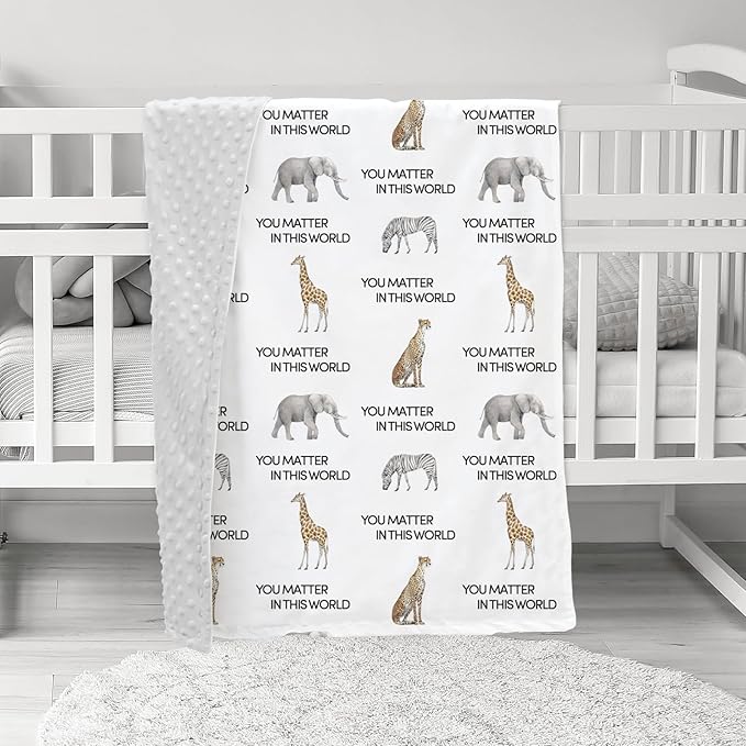 Minky Baby Blanket for Boys, Soft Plush Receiving for Newborns - Leopard 30x40 Inches