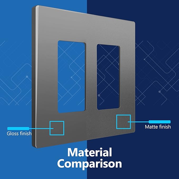 LIDER Matte Finish Decorator Switch Cover, Screwless Wall Plate, Mid-Size 2-Gang 4.88" x 4.92", Unbreakable Polycarbonate Thermoplastic, UL Listed, LSWP-32M-SG, Space Gray