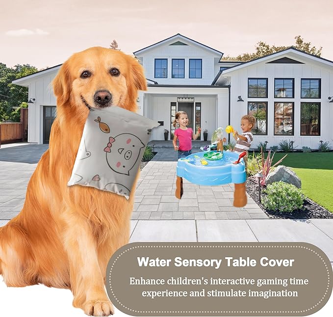 Kids Water Table Cover Fit Little Tikes Fish 'n Splash Water Table, Waterproof Dust Proof Outdoor Toys -Cover only,34"Dx20"H (Pets)