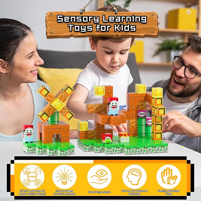 Magnetic Blocks - 120PCS Magnetic Building Blocks Toys,Toddler Montessori Game Creative Construction Toys for Boys Girls,Magnet Tiles Cubes STEM Sensory Toys Birthday Gift for Kids Ages 4 5 6 7 8 9 10
