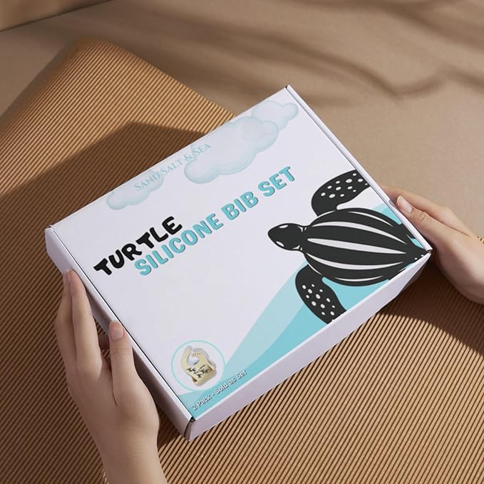 Animal Silicone Bibs for Babies - 2 Pack Sea Life Bibs for Boys and Girls - Easy to Clean Adjustable