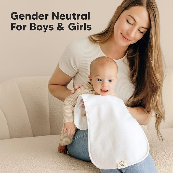 KeaBabies 5-Pack Organic Burp Cloths Baby Girl, Boy - Extra Large, Absorbent Baby Burp Cloths,Soft Burping Cloths for Babies,Newborn Burp Clothes,Cotton Burp Rags,Thick Burp Cloth(Soft White/Quin)