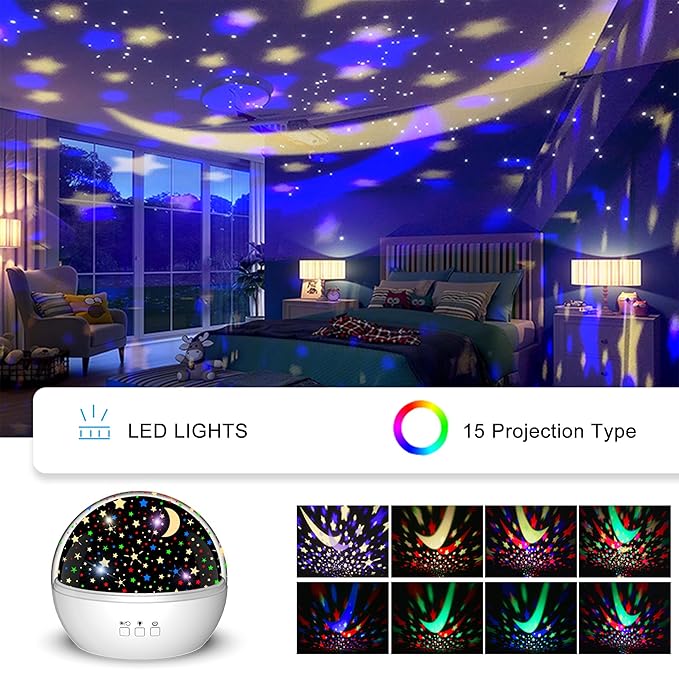 Christmas Snowflake Projector Lights Indoor | Snowfall Nightlight and Kid Star Projector | Indoor Xmas Night Light for Kids Bedroom or Holiday Party Decor