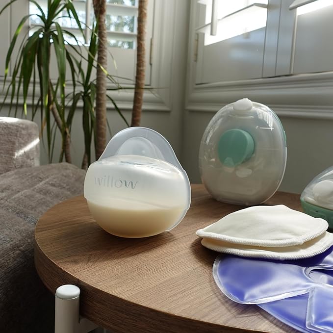 Willow - Silicone Wearable Breast Pump - Passive Suction Milk Collector - Hands Free Manual Breast Pump - Dishwasher Safe - Breastfeeding Essentials - Easy Pour Spout for Milk Storage Bags - BPA Free