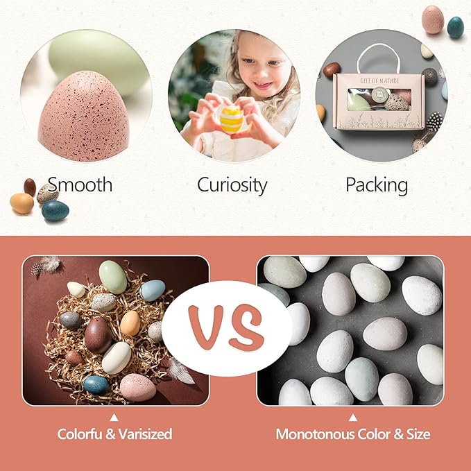 OESSUF Wooden Fake Eggs Easter Eggs Play Eggs for Toddlers Pretend Wood Egg Decor for Play Kitchen Artificial Decorative Eggs for Crafts Toy Food (12PCs)