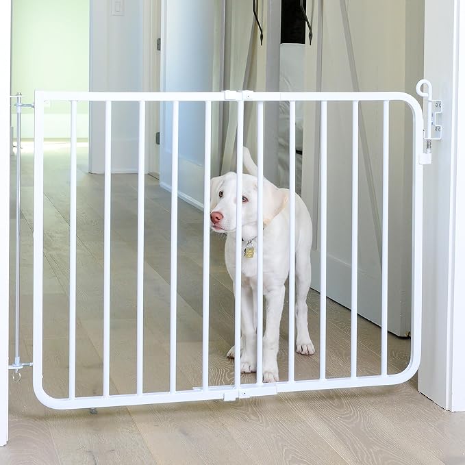 Cardinal Gates MG15 Auto-Lock Baby Gate - Adjustable Indoor Dog Gate - Aluminum Safety Gate for Kids & Pets - 26.5 to 40.5 Inches Wide - White