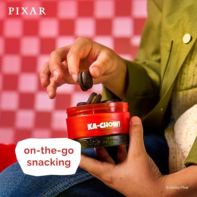 Whiskware Disney Pixar Stackable Snack Containers for Kids and Toddlers, 3 Stackable Snack Cups for School and Travel, Cars Lightning McQueen and Mater