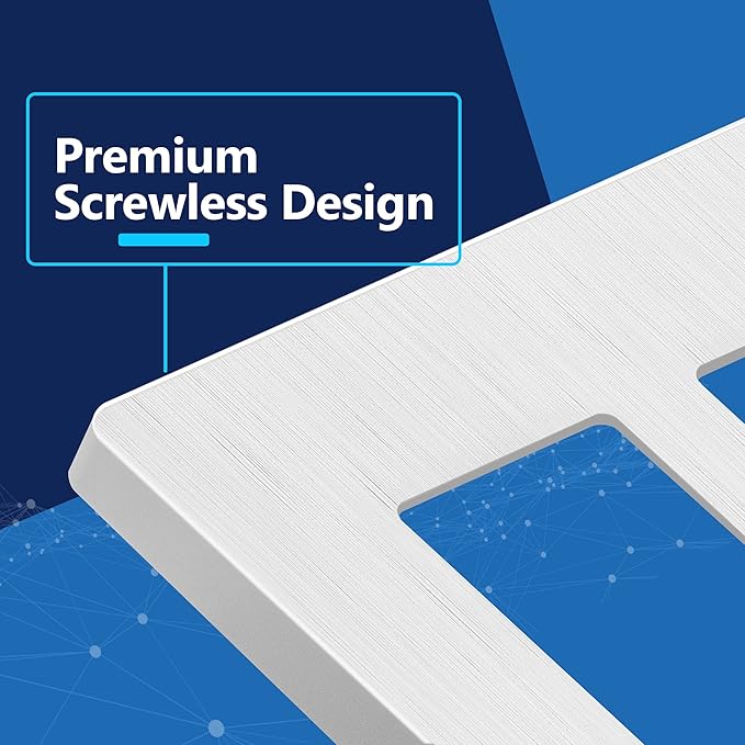 LIDER Brushed Finish Double Decorator Switch Cover, Screwless Wall Plate, Mid-Size 2-Gang 4.88" x 4.92", Unbreakable Polycarbonate Thermoplastic, UL Listed, LSWP-32M-BW10P, Brushed White, 10 pack