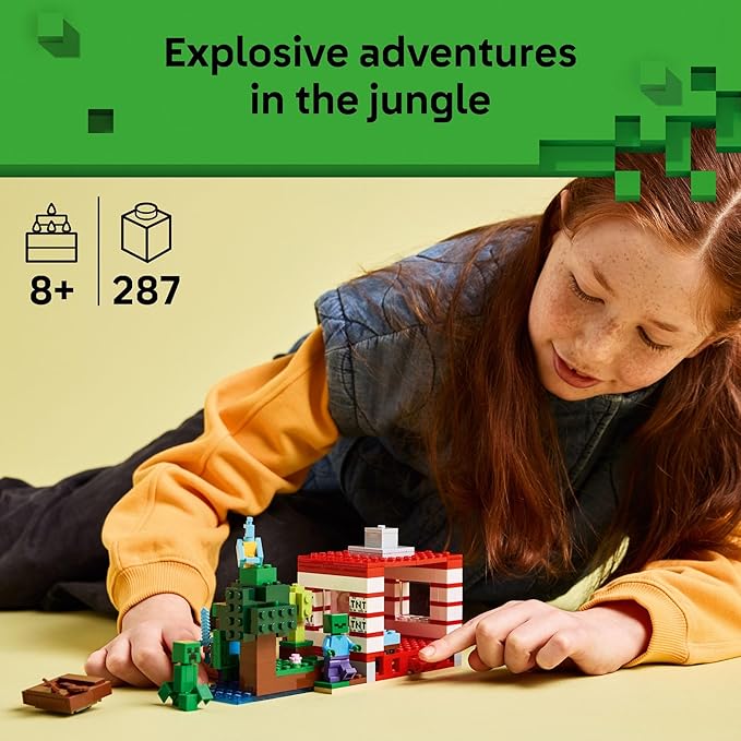 LEGO Minecraft The TNT Jungle House Kids Toy for Pretend Play - Collectible Minecraft Toy - Building Set for Boys and Girls 8+ - Gift Idea for Birthdays and Video Game Fans - 21275
