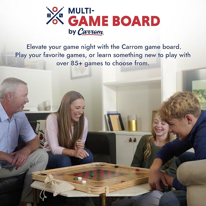 Carrom Board Game Set — Large Board Games for Adults & Children — Over 85 Board Games for Family Game Night — All in One Board Game Set
