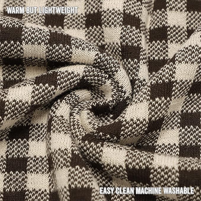 Checkered Baby Blanket for Baby Boys & Girls - 100% Soft Fine Cotton Quilt Receiving Swaddle Stroller Nursery Bed Blanket Unisex Gender Neutral for Newborns Toddlers (Plaid - Mocha)