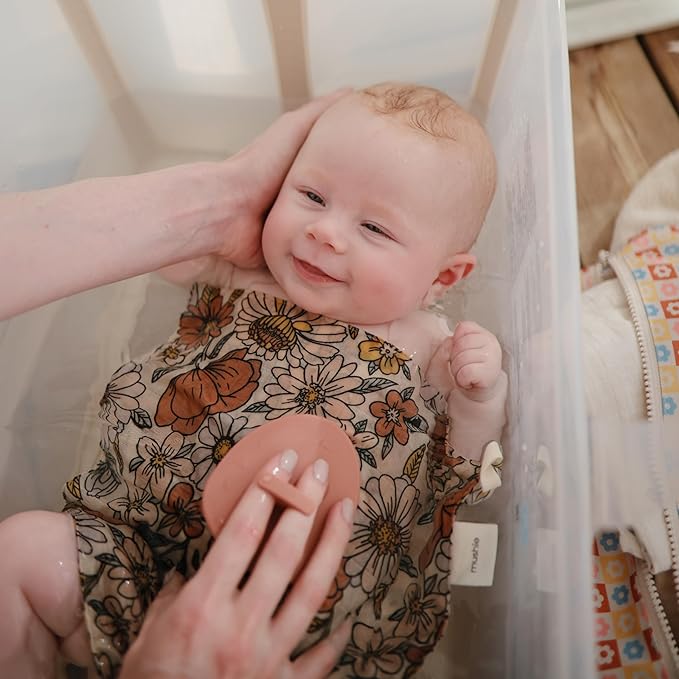 mushie Baby Bath Cradle Cap Brush | Soft Silicone Bristles for Dry Skin, Eczema, & Cradle Cap Treatment | 2-Pack (Rose/Soft Lilac)