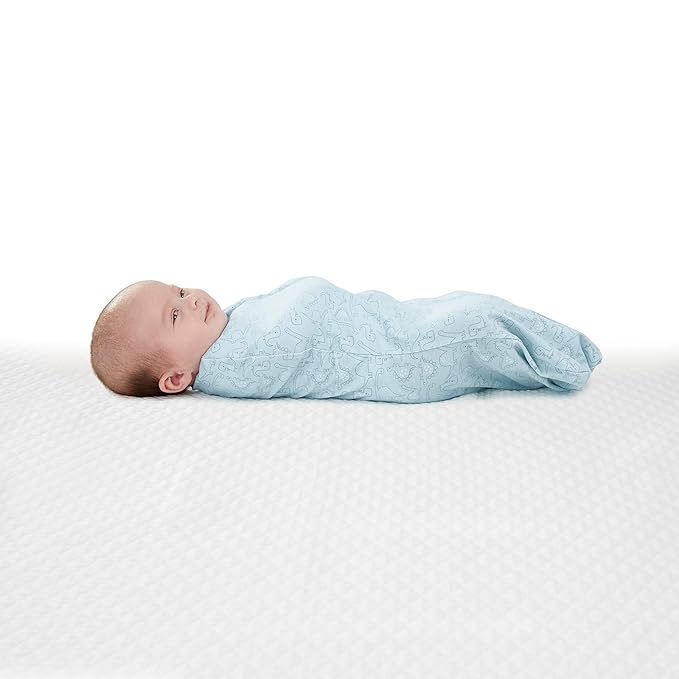 SwaddleMe by Ingenuity Compression Baby Swaddle Pod, Two-Way Zipper for Easy Diaper Changes, Improves Sleep & Calms Startle Reflex, 0-2 Months, 1.0 TOG, 2-Pack - Dino Jam