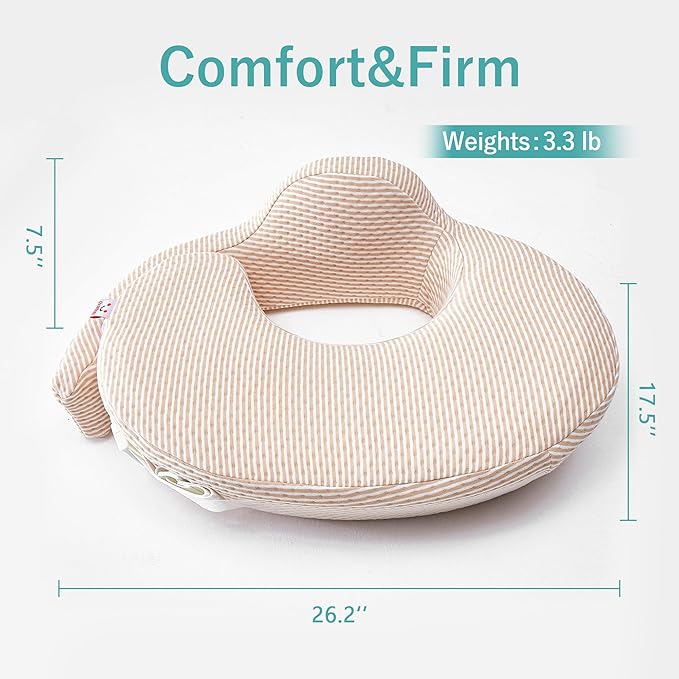 QSTEHEML Nursing Pillow for Breastfeeding - Adjustable Breastfeeding Pillows for Women with More Support & Removable Cover, Baby Feeding Pillow for Newborn Moms and Baby Essentials,Beige