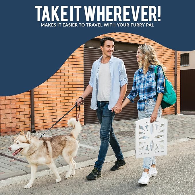 Bundaloo Freestanding Dog Gate Expandable Decorative Wooden Fence for Small to Medium Pet Dogs, Barrier for Stairs, Doorways, & Hallways